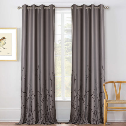 Mönstrad gardin med kvistar för vardagsrum.