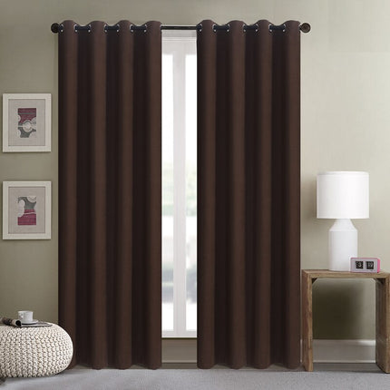 Brun mörkläggningsgardin med öljetter