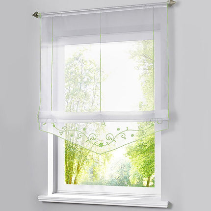 Hissgardin med broderi för köksfönster