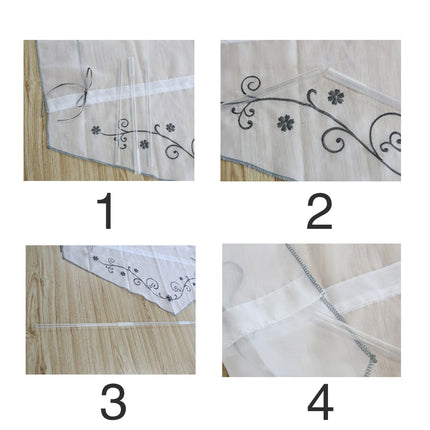 Hissgardin med broderi för köksfönster