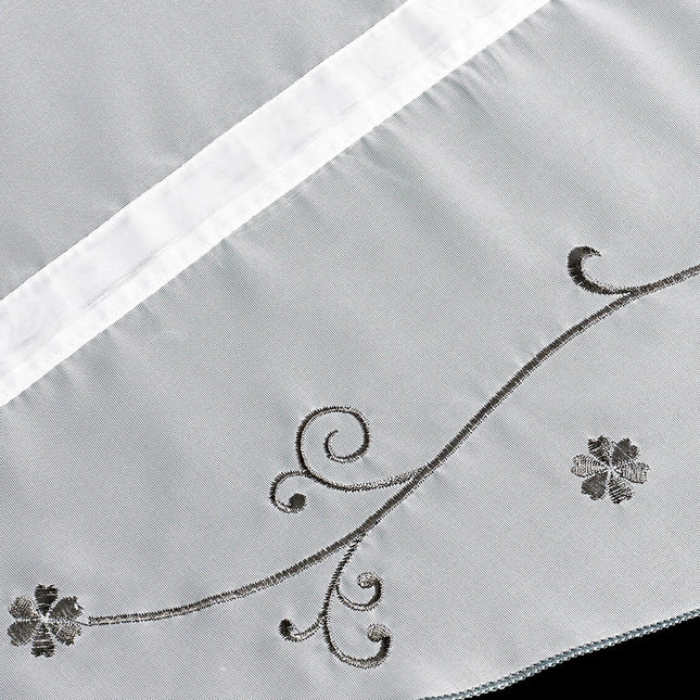 Hissgardin med broderi för köksfönster