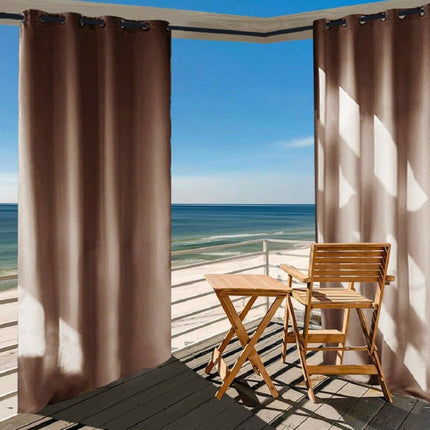 Vattentät brun utomhusgardin med öljetter