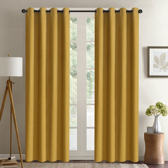 Strukturerad gul mörkläggningsgardin Bauska