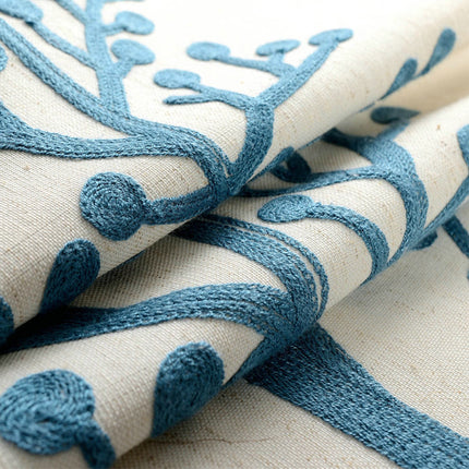 Broderad mörkläggningsgardin i linnelook