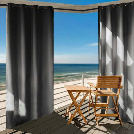 Grå vattentät utomhusgardin med öljetter