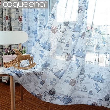 Gardin med marint tema för barnrum