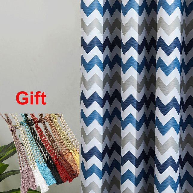 Blå mörkläggningsgardin Penedo med chevron