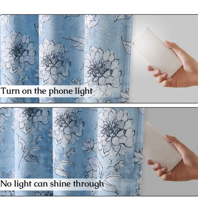 Mörkläggningsgardin med vackert blommönster.