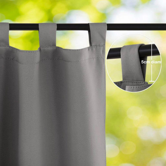 Grå vattentät utomhusgardin med öljetter