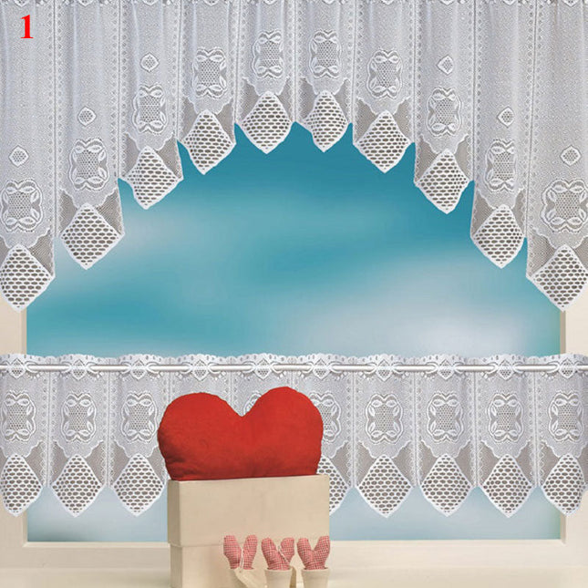 Vit cafégardin i spets för kök