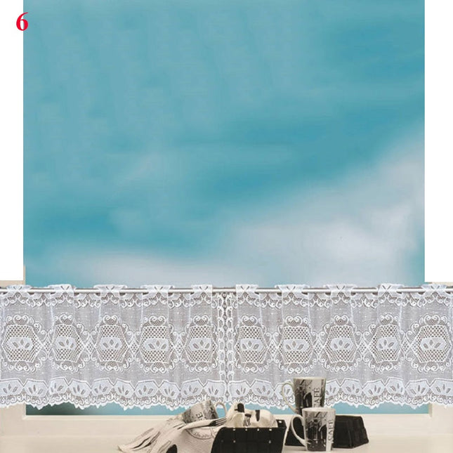 Vit cafégardin i spets för kök