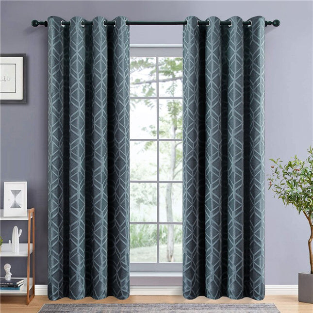 Mörkgrön mörkläggningsgardin Lakvi med mönster