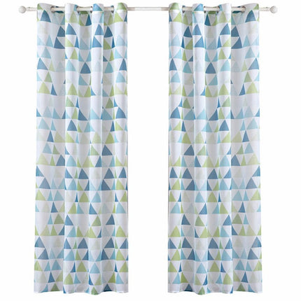 Gardin med geometriska blå trianglar