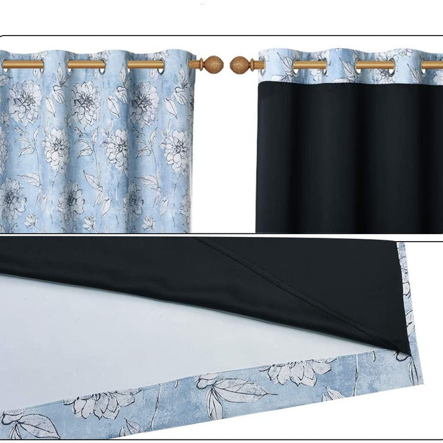 Mörkläggningsgardin med vackert blommönster.