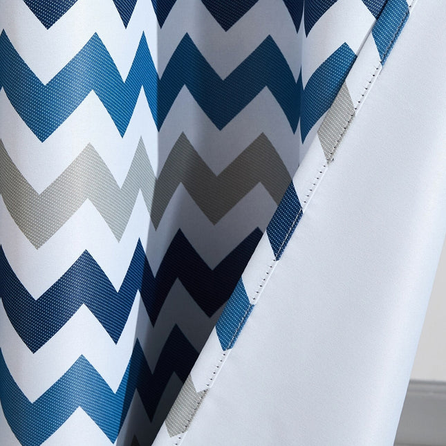 Blå mörkläggningsgardin Penedo med chevron