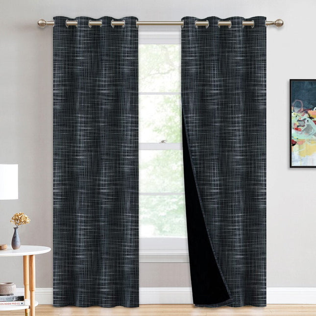 Grön mörkläggningsgardin med vävd struktur