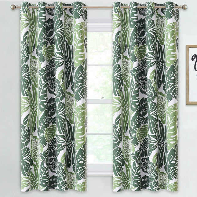 Kort gardin med tropiska blad