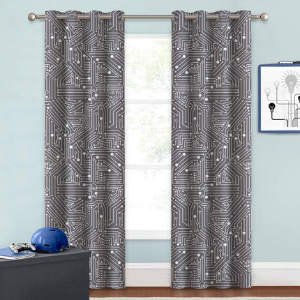 Gardin med mönster av kretskort