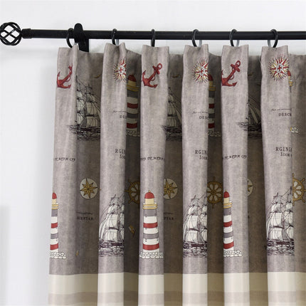 Gardin med marint mönster för barnrum