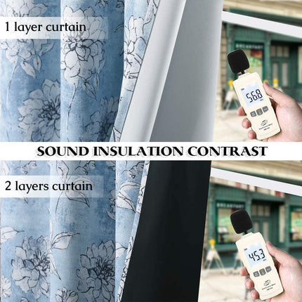 Mörkläggningsgardin med vackert blommönster.