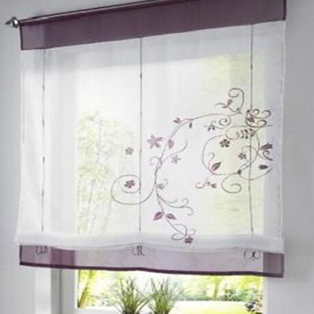 Hissgardin i voile med broderi Saina