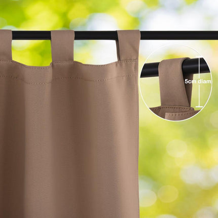 Vattentät brun utomhusgardin med öljetter