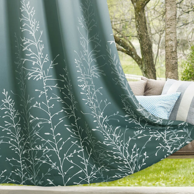 Mönstrad utomhusgardin med botaniskt tryck