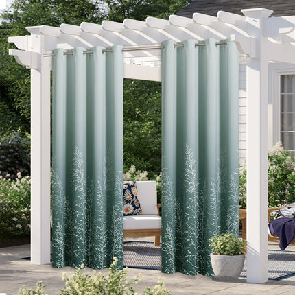 Mönstrad utomhusgardin med botaniskt tryck