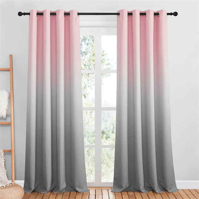Mörkläggningsgardin med rosa och grå ombre