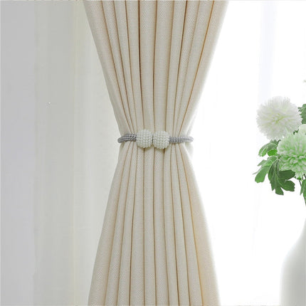 Enfärgad beige gardin i linnelook