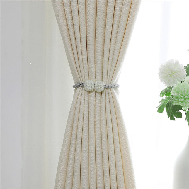 Enfärgad beige gardin i linnelook