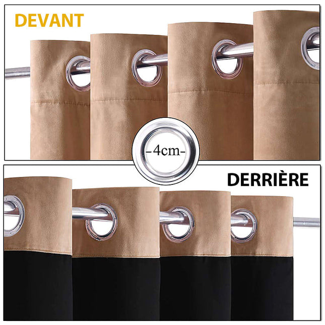 Beige mörkläggningsgardin sammet Velvetine