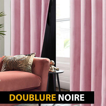 Puderrosa mörkläggningsgardin i sammet Velvetine