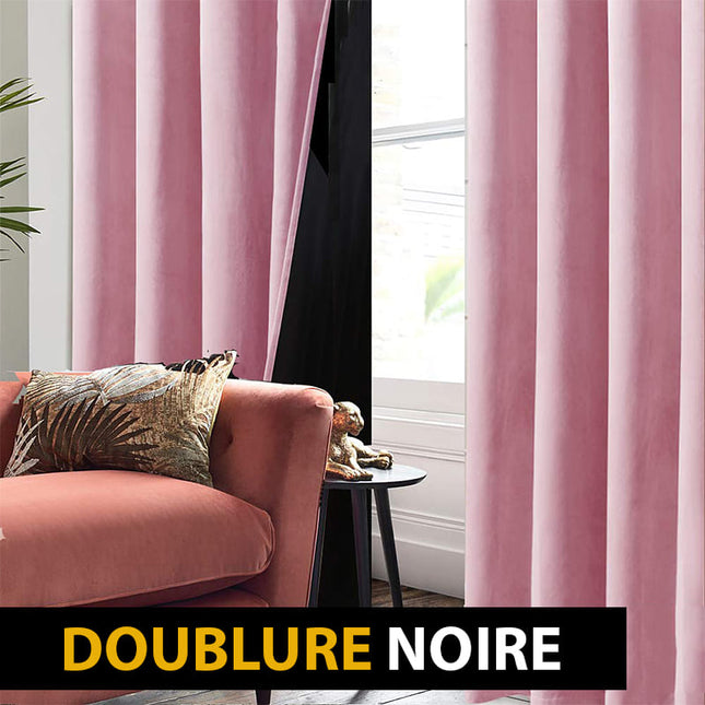 Puderrosa mörkläggningsgardin i sammet Velvetine