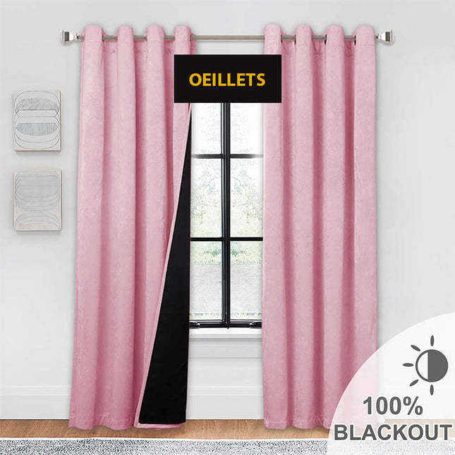 Rosa mörkläggningsgardin i sammet