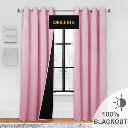 Puderrosa mörkläggningsgardin i sammet Velvetine