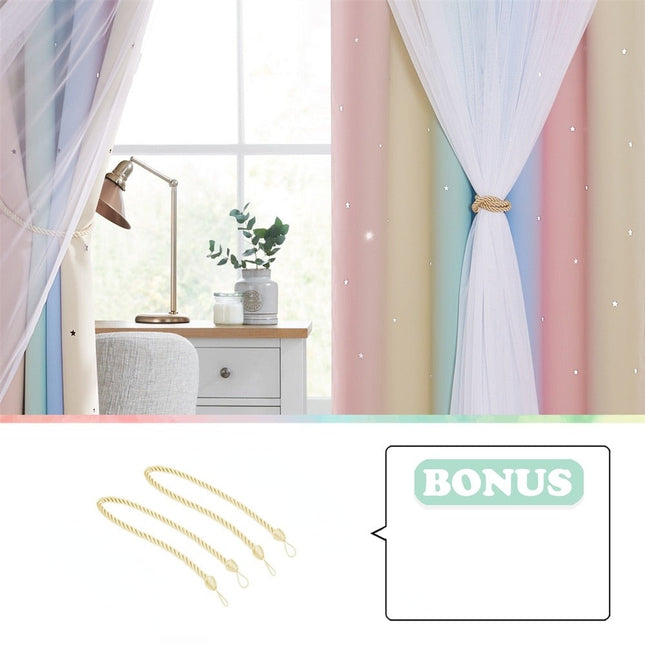 Regnbågsgardin med stjärnor för barnrum