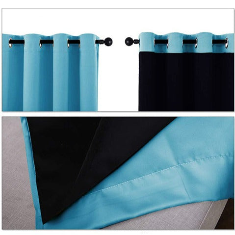 Ljusblå värmeisolerande mörkläggningsgardin