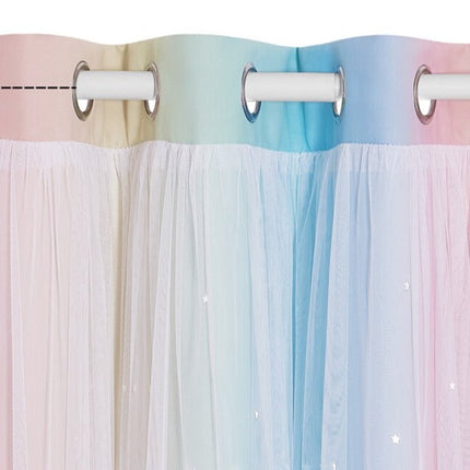 Regnbågsgardin med stjärnor för barnrum