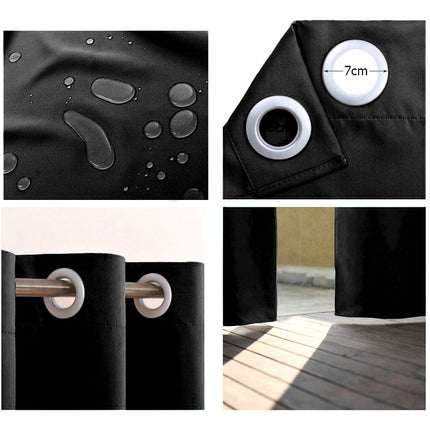 Svart vattentät utomhusgardin med öljetter