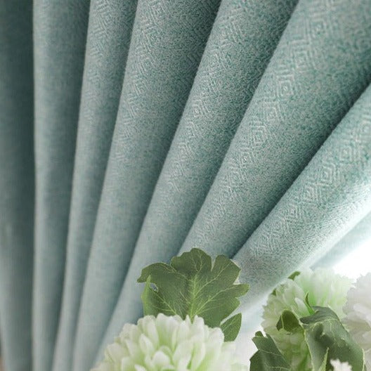 Ljusdämpande turkos gardin för vardagsrum