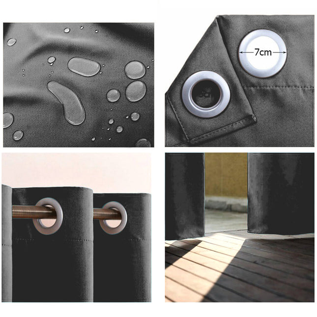 Grå vattentät utomhusgardin med öljetter