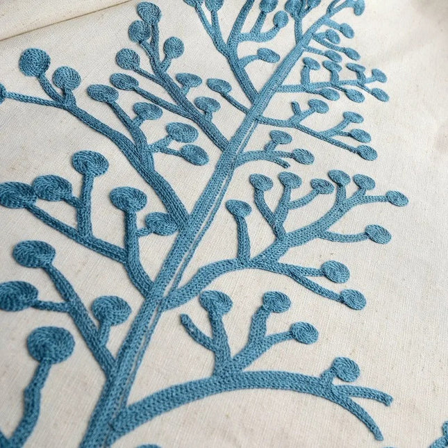 Broderad mörkläggningsgardin i linnelook