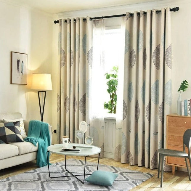 Mörkläggningsgardin med mönster av löv