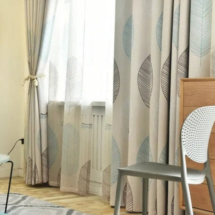 Mörkläggningsgardin med mönster av löv