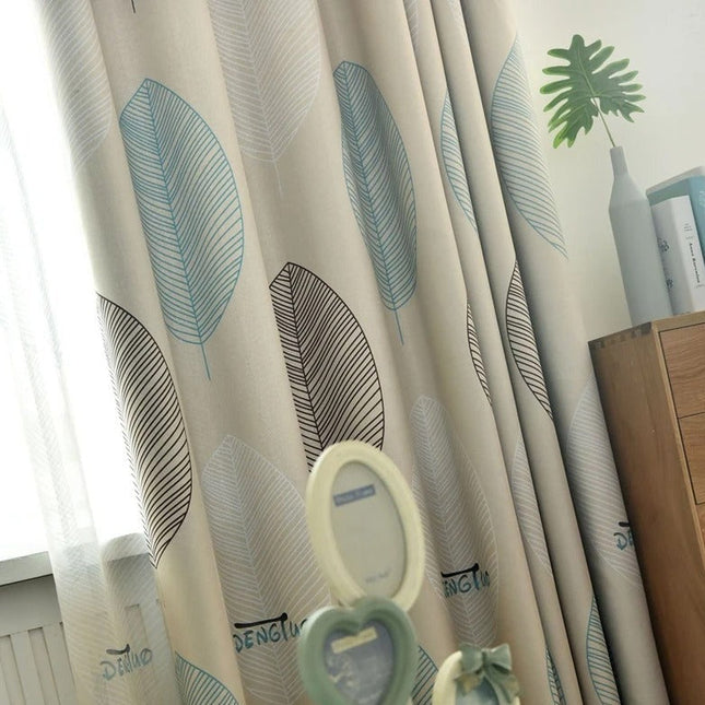 Mörkläggningsgardin med mönster av löv