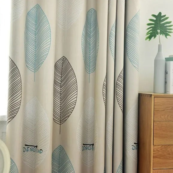 Mörkläggningsgardin med mönster av löv