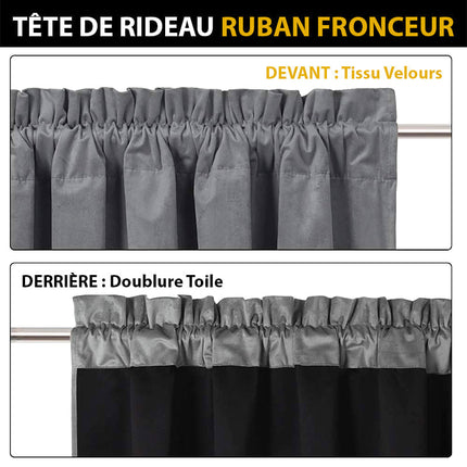 Grå mörkläggningsgardin i sammet Velvetine