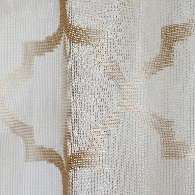 Mönstrad cafégardin för litet köksfönster