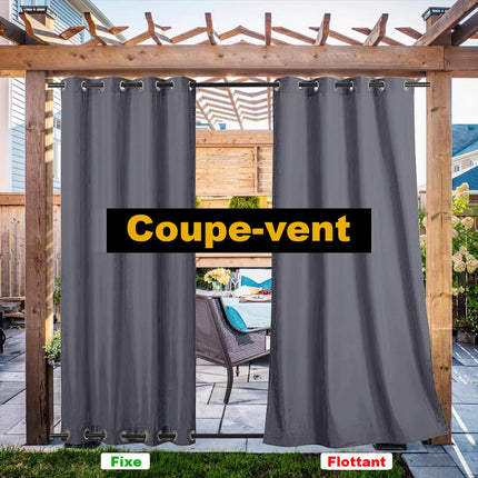 Grå utomhusgardin med öljetter Pruniva